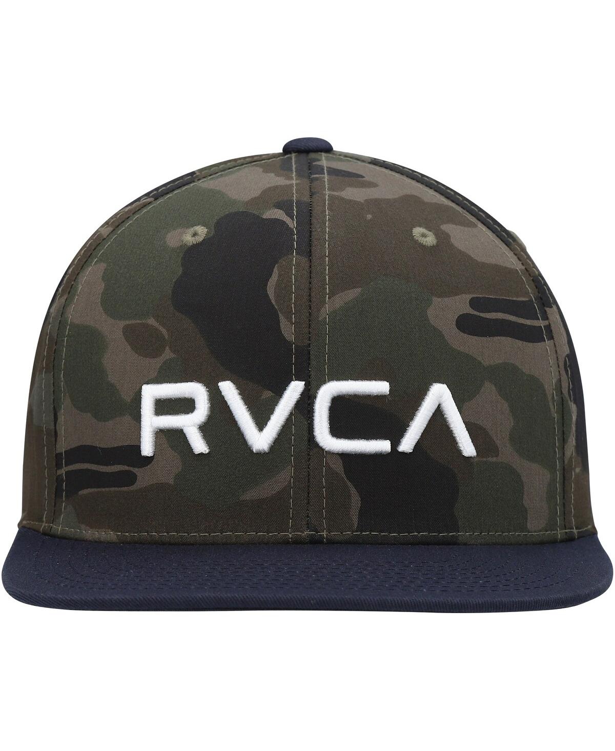 Shop Rvca Men's  Camo, Navy Twill Ii Snapback Hat In Camo,navy