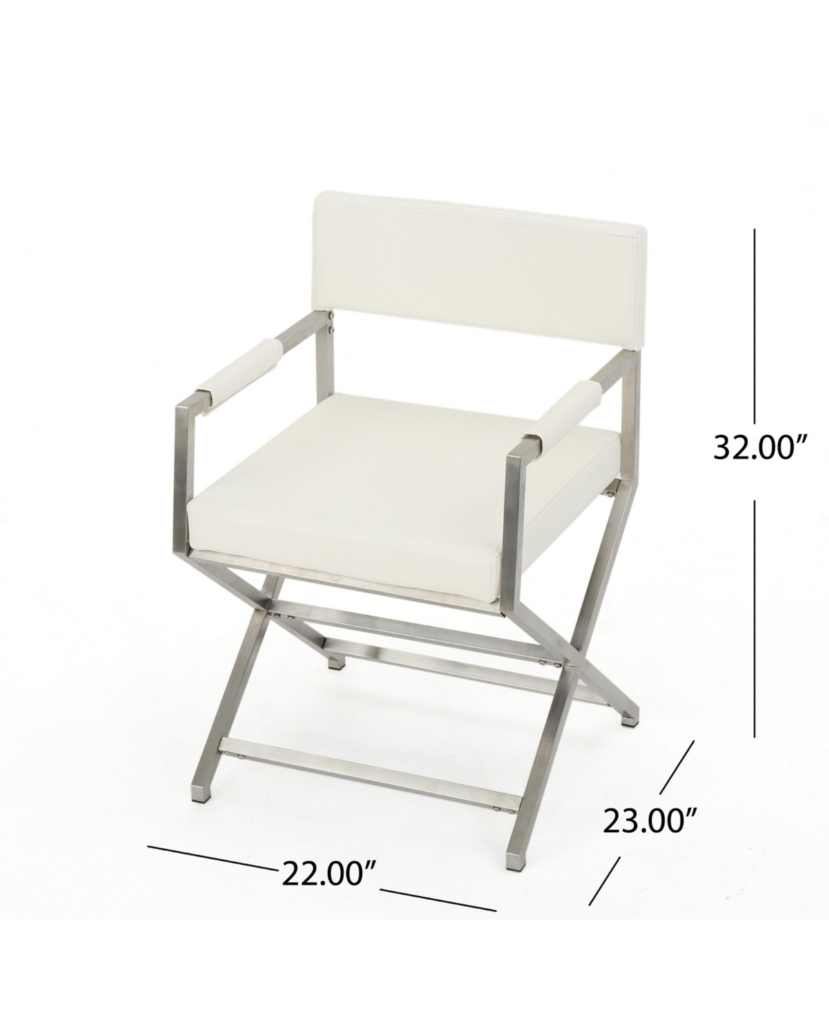 Noble House Vesper Leather Modern Arm Chairs Set, 2 Piece In White