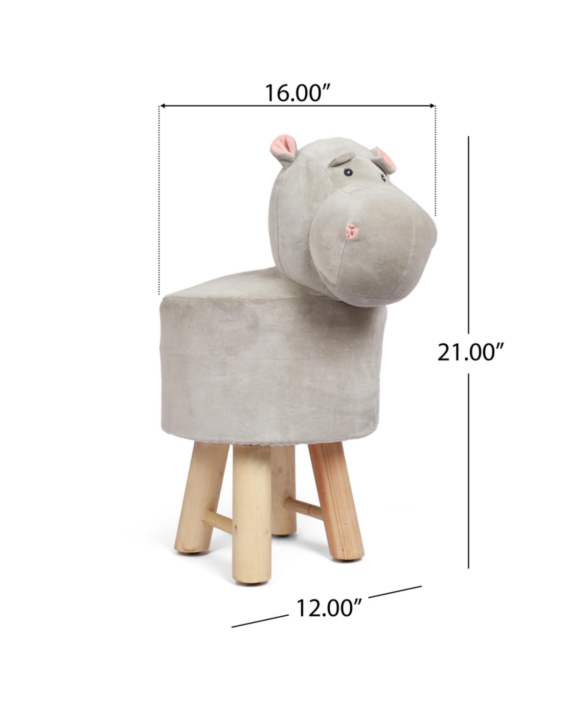 Noble House Marysvale Contemporary Kids Hippo Ottoman In Gray