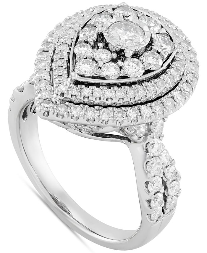 Macy's Diamond Teardrop Halo Cluster Ring (2 ct. t.w.) in 10k White ...