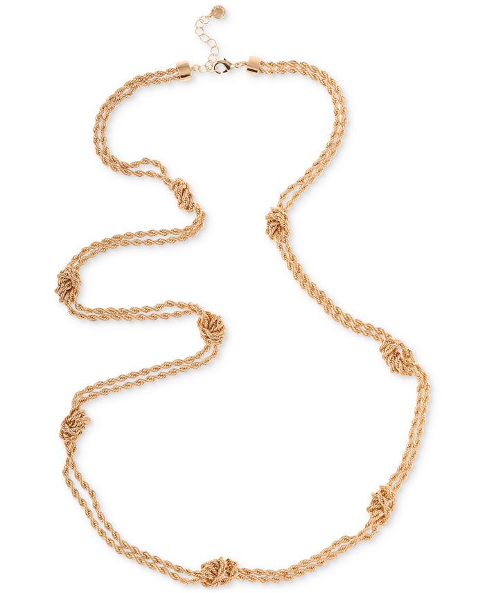 Charter Club Gold Tone Twisted Chain Knotted Double Row Long