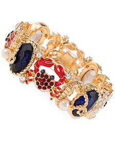 Gold-Tone Crystal, Stone & Imitation Pearl Sea-Motif Stretch Bracelet, Created for Macy's