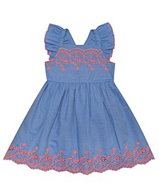 Baby Girls Chambray Denim Embroidered Dress