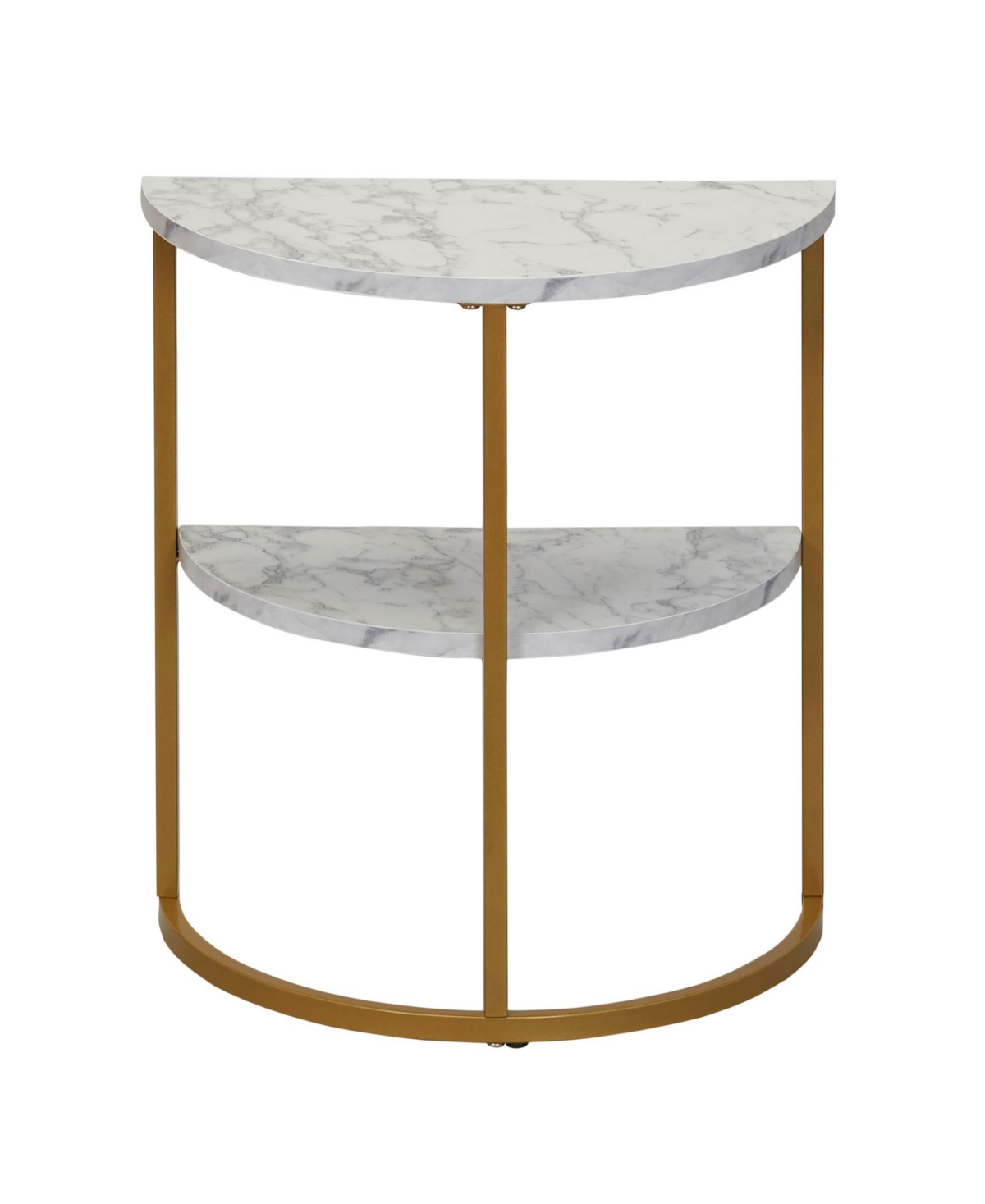 Household Essentials Half-moon Marble Modern End Table In White