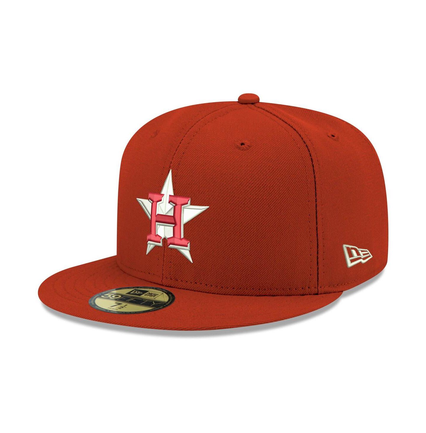 Мужская кепка New Era Red Houston Astros Logo White 59FIFTY Fitted Hat — фото 2