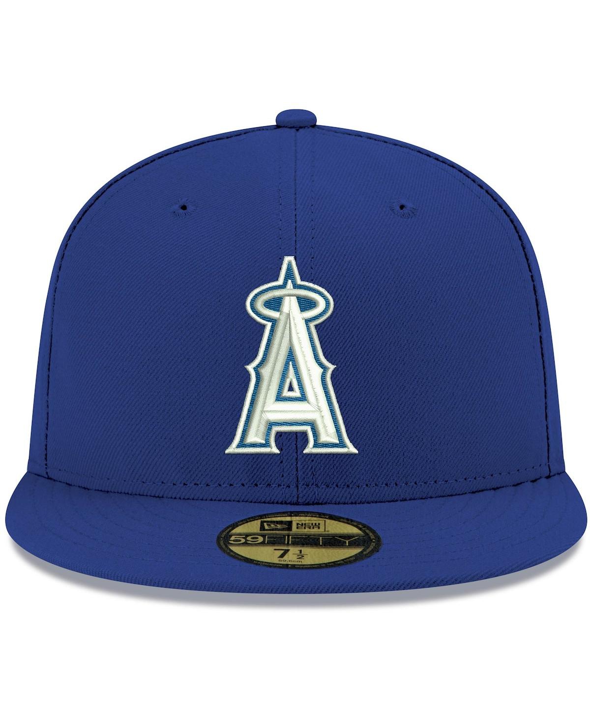 Shop New Era Men's  Royal Los Angeles Angels Logo White 59fifty Fitted Hat