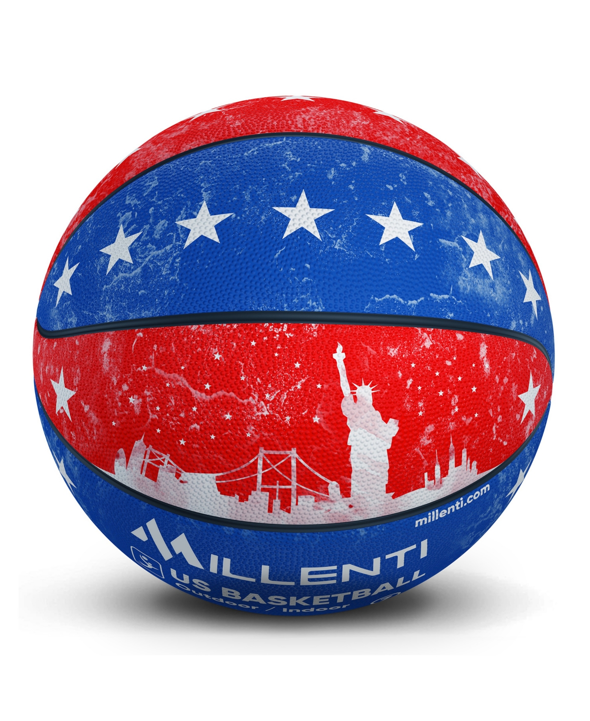 Millenti Basketball Official Size 7 Outdoor Indoor Ball Vintage Like Usa Stars And Stripes Design Adult Sized In Red/white/blue