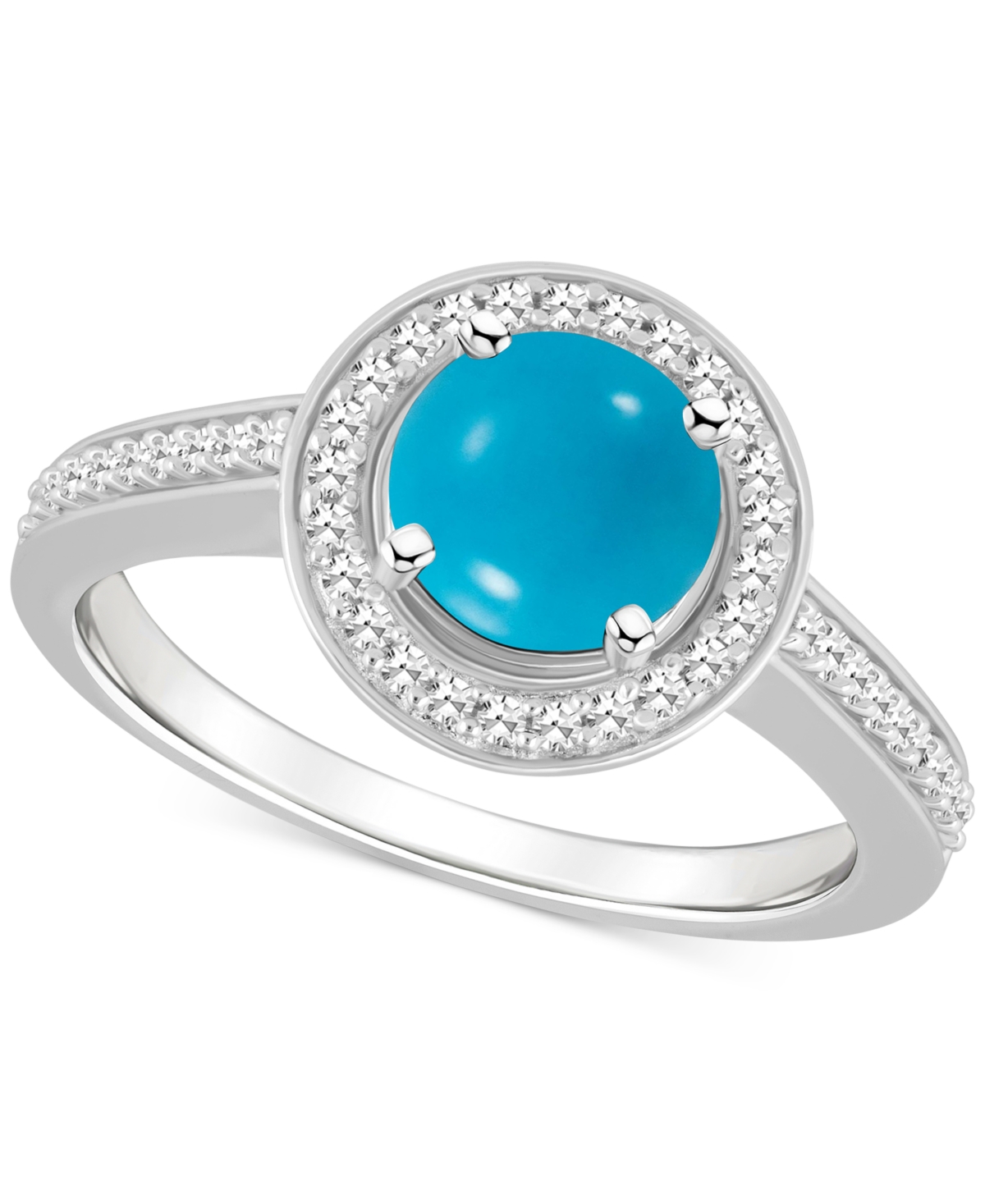 Macy's Cultured Freshwater Pearl & Diamond (1/5 Ct. T.w.) Halo Ring In Sterling Silver (also In Onyx, Labra In Turquoise