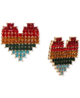 Photo 1 of INC International Concepts Gold-Tone Multicolor Pavé Heart Button Earrings