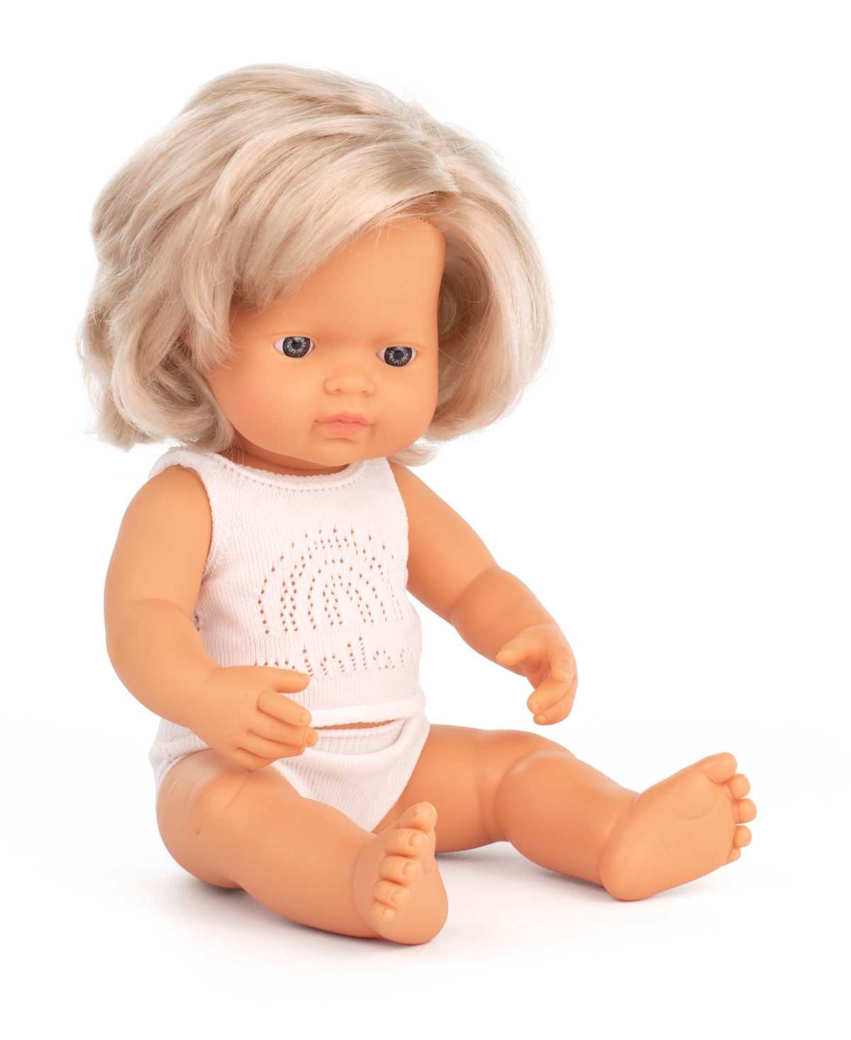 Miniland Kids' 15" Baby Doll Caucasian Blond Girl Set, 3 Piece In No Color