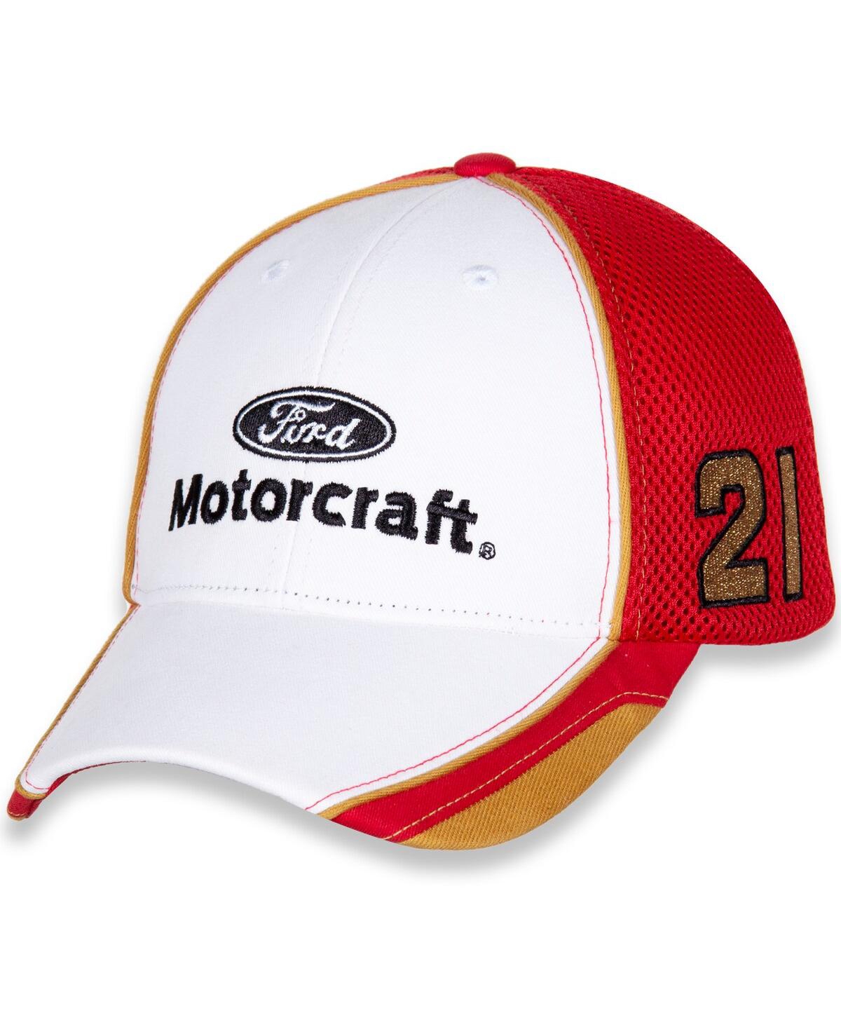Checkered Flag Sports Men's Checkered Flag White And Red Harrison Burton Motorcraft Element Mesh Adjustable Hat In White,red
