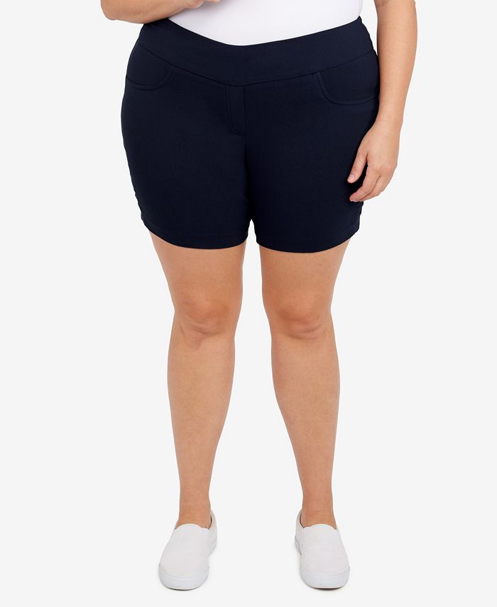 HEARTS OF PALM Plus Size Essentials Solid Color Tech Stretch Shorts ...