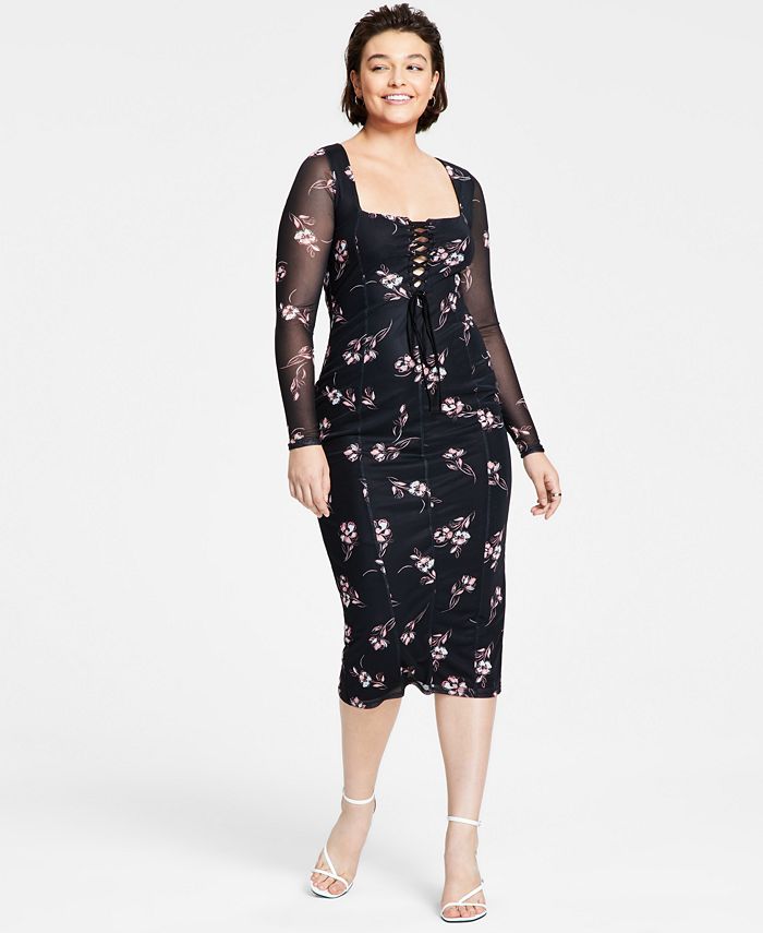 Bar III Women's Lace-Up Midi Dress, Created for Macy's & Reviews - Dresses  - Women - Macy's