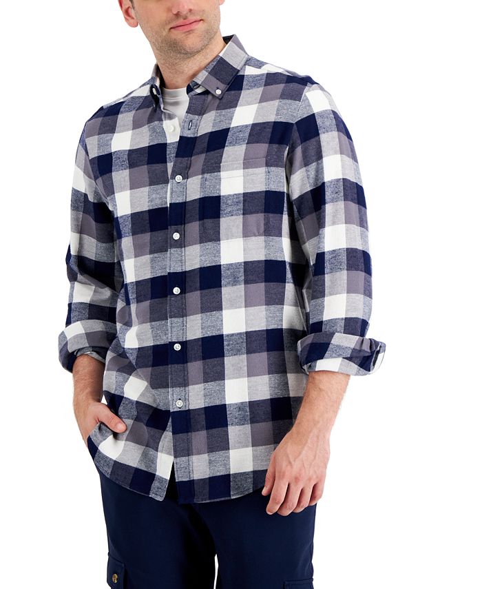 Club Room Men's Regular-Fit Plaid Flannel Shirt, Created for Macy's - Macy's
