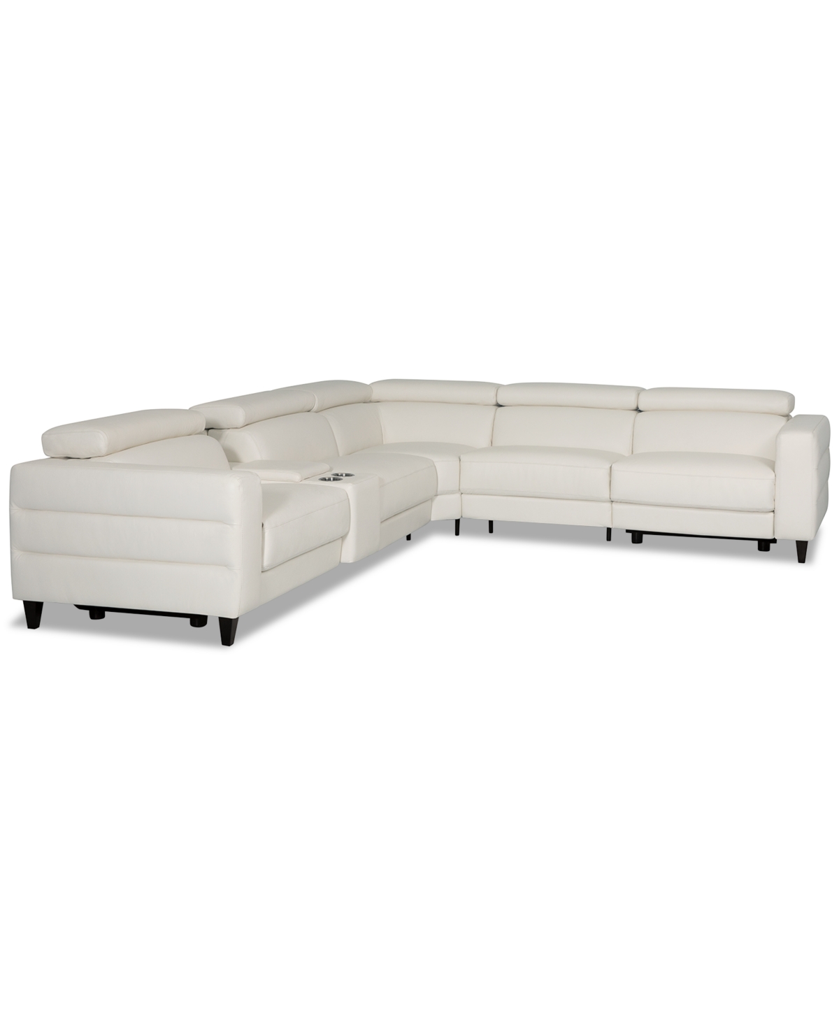 Furniture Silvanah 6-pc. "l" Leather Sectional With 3 Power Recliners And Console, Created For Macy's In Snow