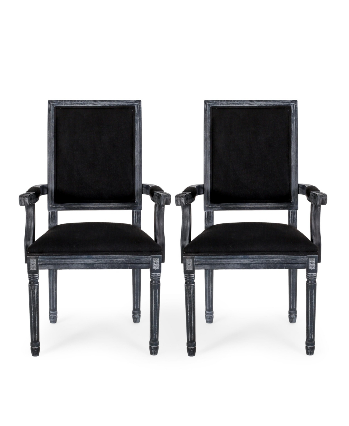 Noble House Maria French Country Wood Upholstered Dining Chair Set, 2 Piece In Black