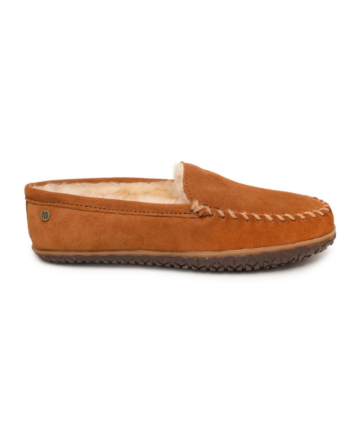 Мужские тапочки Minnetonka Suede Sheepskin Tobie Slippers, цвет: Коричневый — фото 2