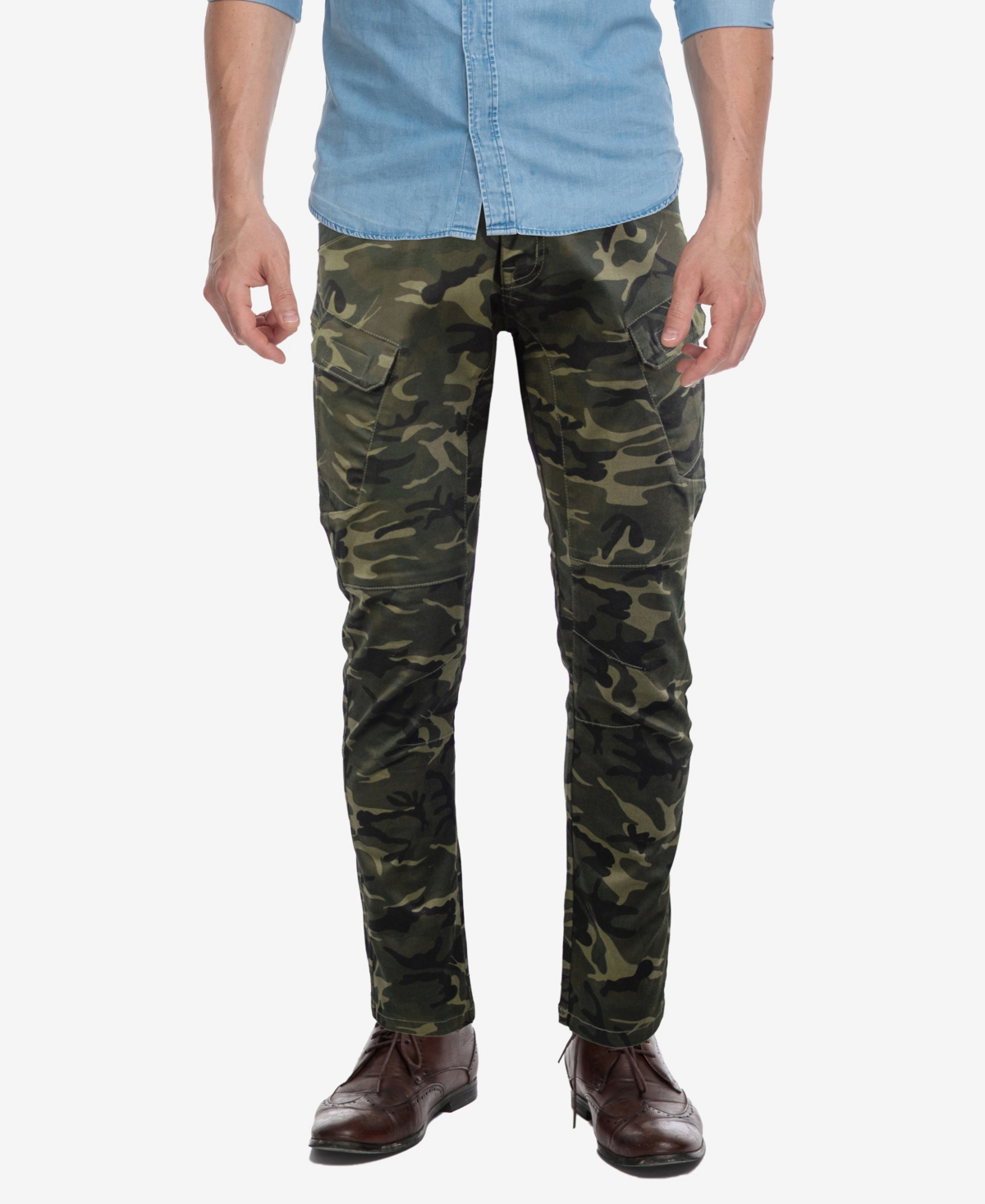 X-ray Stretch Twill Slim Fit Cargo Pants In Olive Camo
