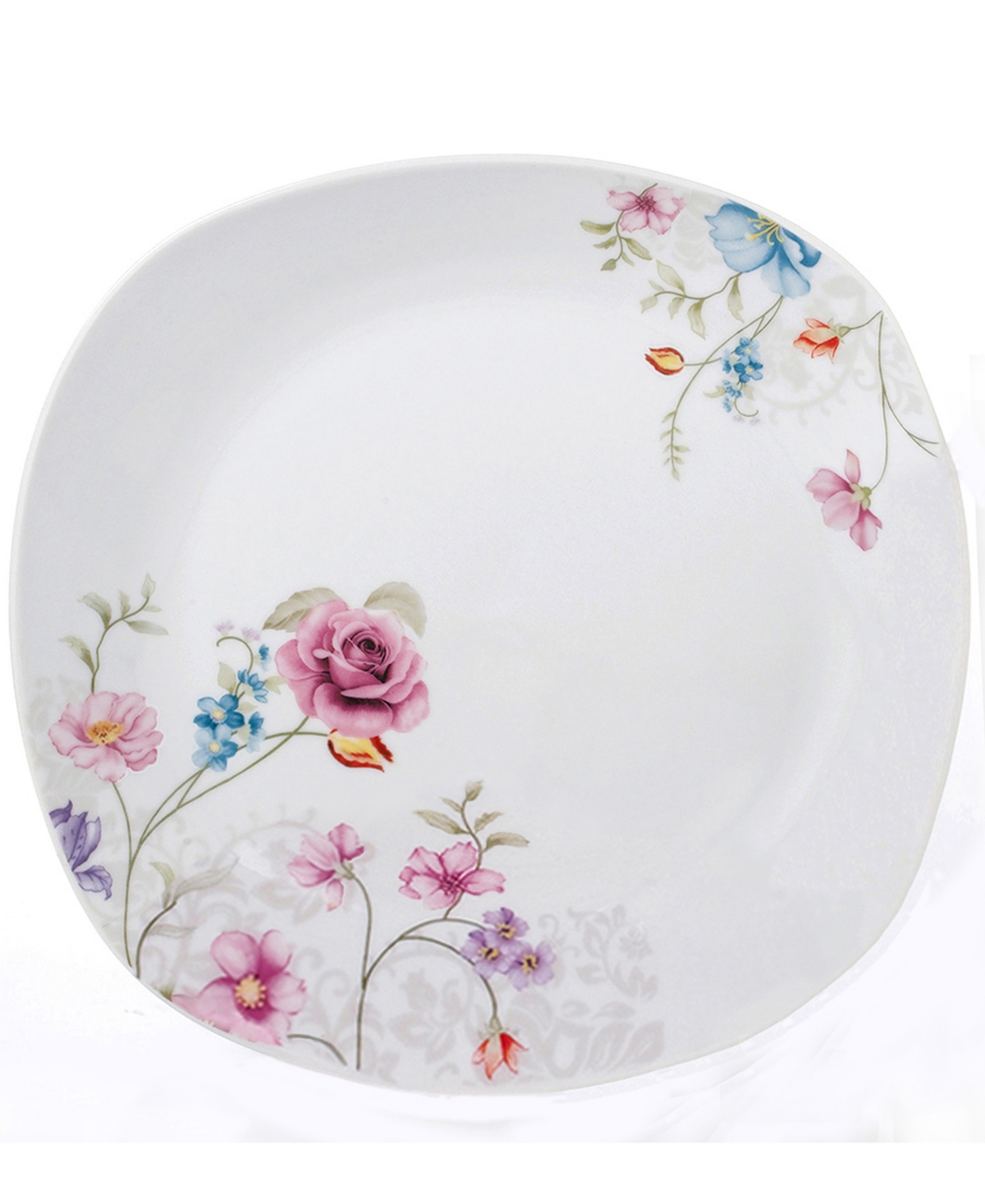 Lorren Home Trends Small Floral Design Square Dinnerware Set, 20 Piece
