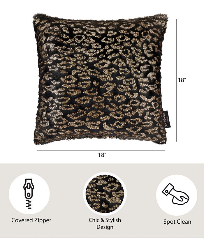 Juicy Couture Yesi Black Plush Decorative Pillow, 18" x 18" & Reviews