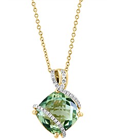 EFFY® Green Quartz (4-5/8 ct. t.w.) & Diamond (1/6 ct. t.w.) 18" Pendant Necklace in 14k Gold