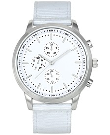 Men's White Canvas Strap Watch 45mm, Created for Macy's