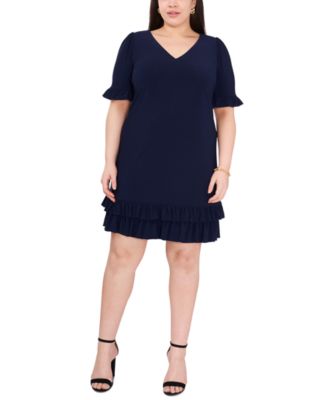 MSK - Plus Size Ruffled-Trim Shift Dress