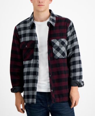 Sun + Stone Men's Ezra Patchwork Flannel Shirt Jacket, Created for