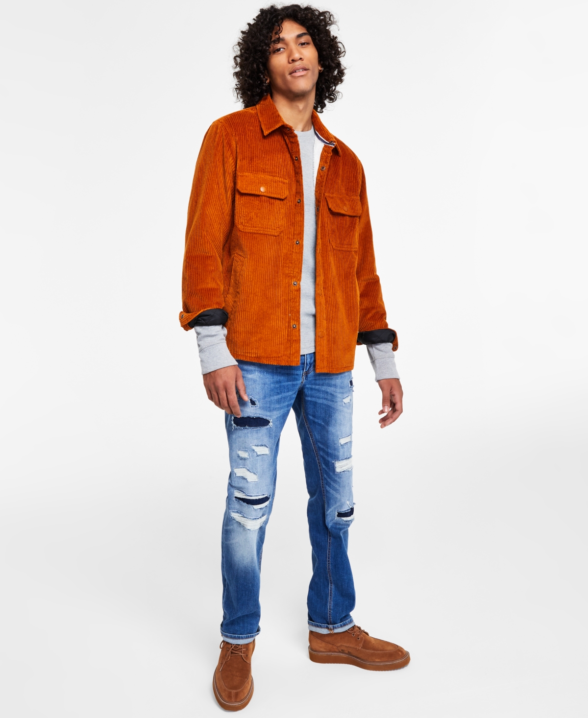 Sun + Stone Men's Nigel Regular-Fit Solid Fleece-Lined Corduroy Shirt Jacket,  Created for Macy's
