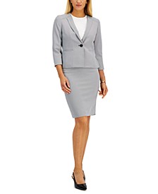 Women's Textured 3/4-Sleeve Pencil Skirt Suit