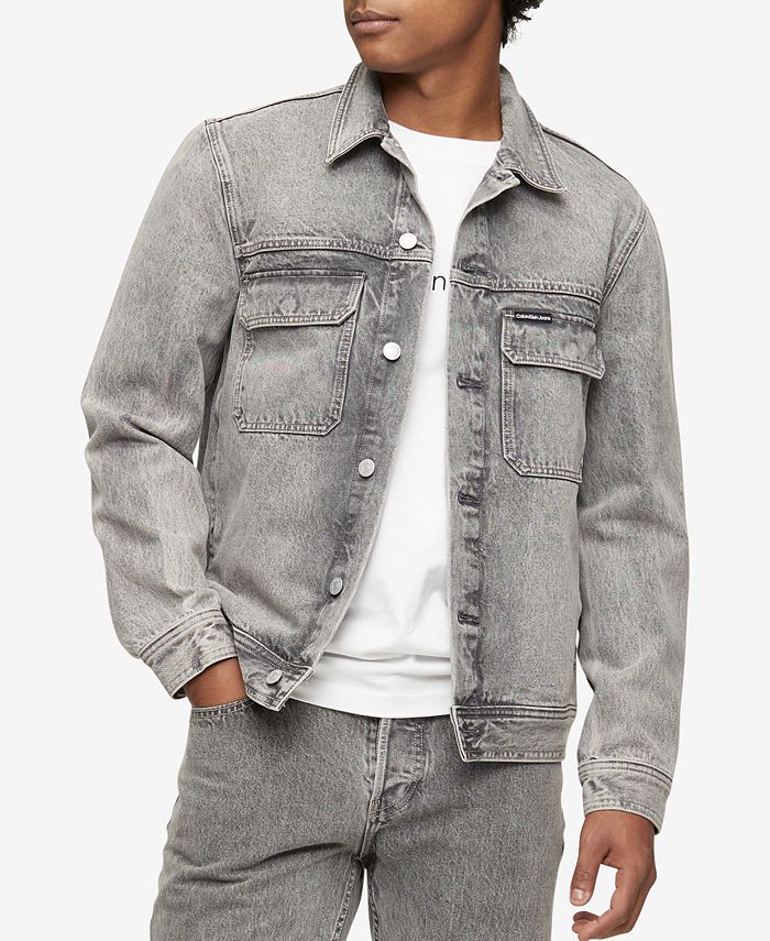 Calvin Klein Men\'s Iconic Relaxed-Fit Palmer Gray Utility Trucker Jacket -  Macy\'s