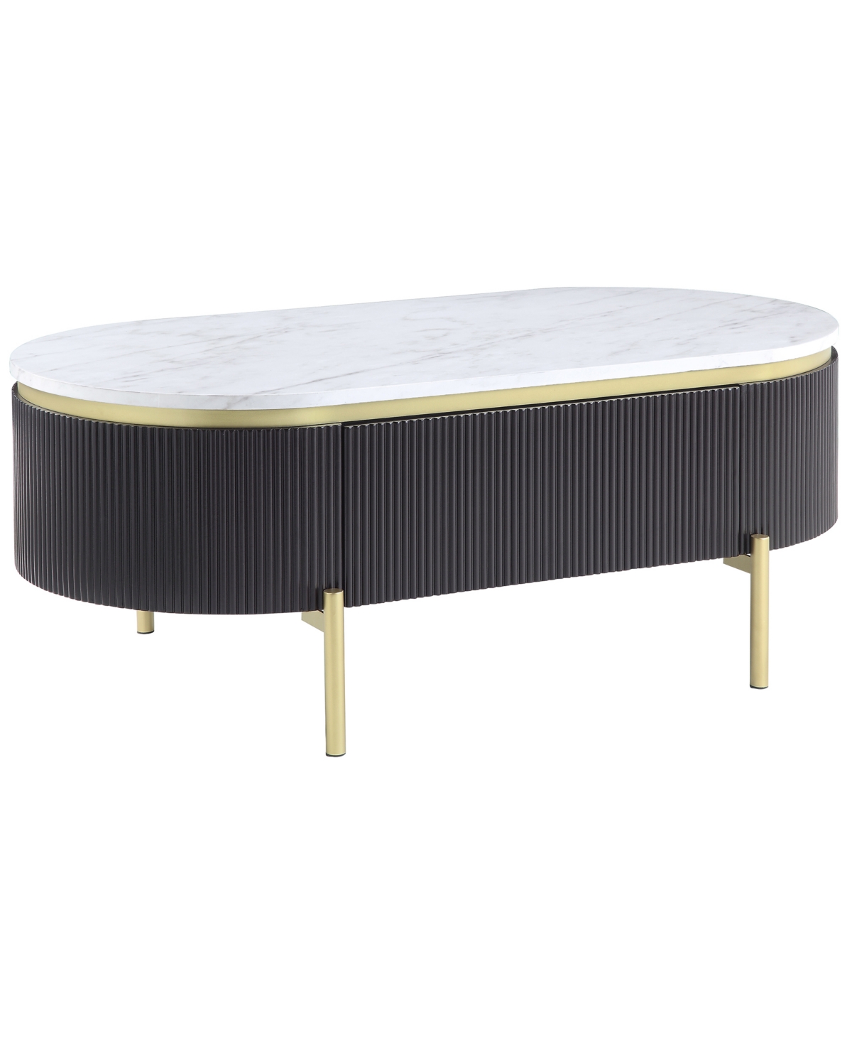 Furniture Of America Marei 1 Drawer Coffee Table In Dark Walnut,white,gold-tone