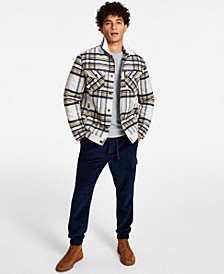 Men's Plaid Fleece Collar Trucker Jacket, Thermal Waffle-Knit Long Sleeve Shirt & Corduroy Jogger Pants, Created for Macy's