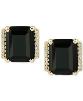 Onyx & Diamond Accent Stud Earrings in 14k Gold