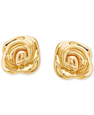 Polished Rose Stud Earrings in 14k Gold