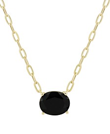 Onyx Oval Solitaire 18" Pendant Necklace in 14k Gold