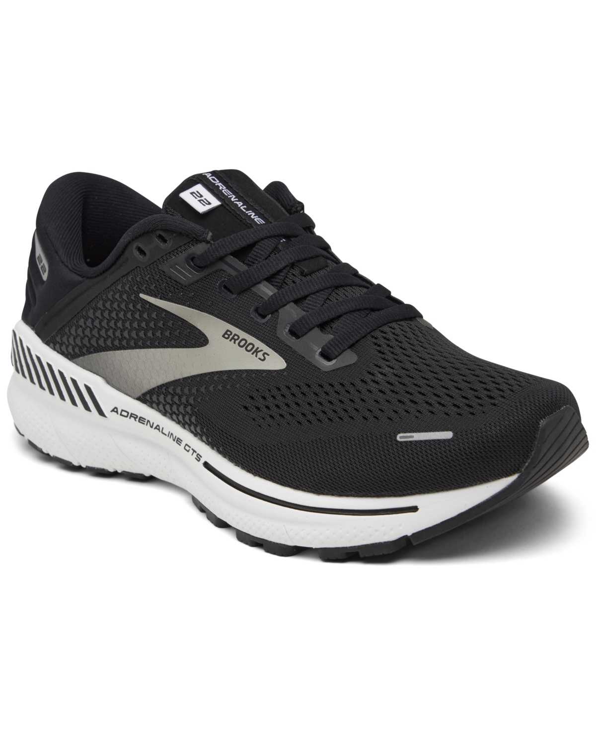 Brooks Women's Adrenaline Gts 22 Wide Width Running Sneakers From Finish Line In Black/silver-tone/anthracite