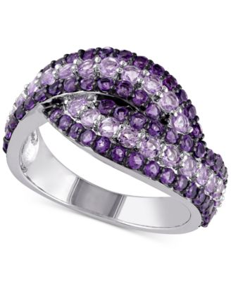 Macy's - Amethyst (4/5 ct. t.w.) & Rose De France (3/4 ct. t.w.) Swirl Ring in Sterling Silver