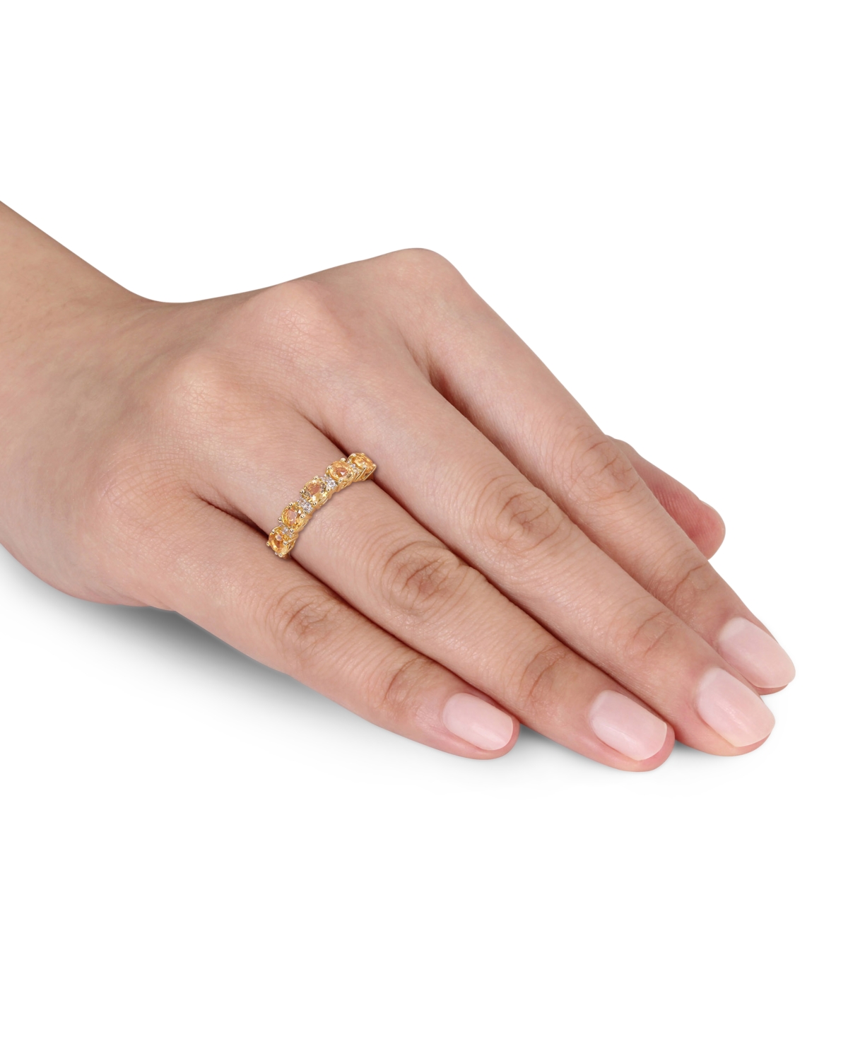 (1-2/5 ct. t.w.) & White Topaz (1/8 ct. t.w.) Ring in Gold-Plated Sterling Silver - Citrine
