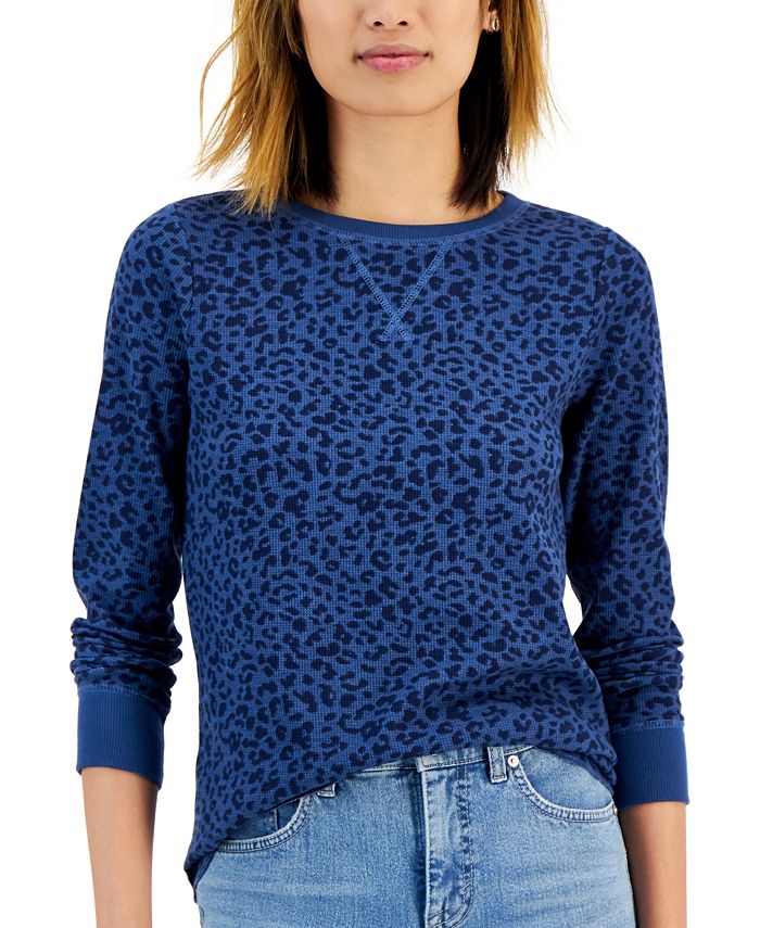 Style & Co Petite Printed Waffle Top, Created for Macy's Macy's
