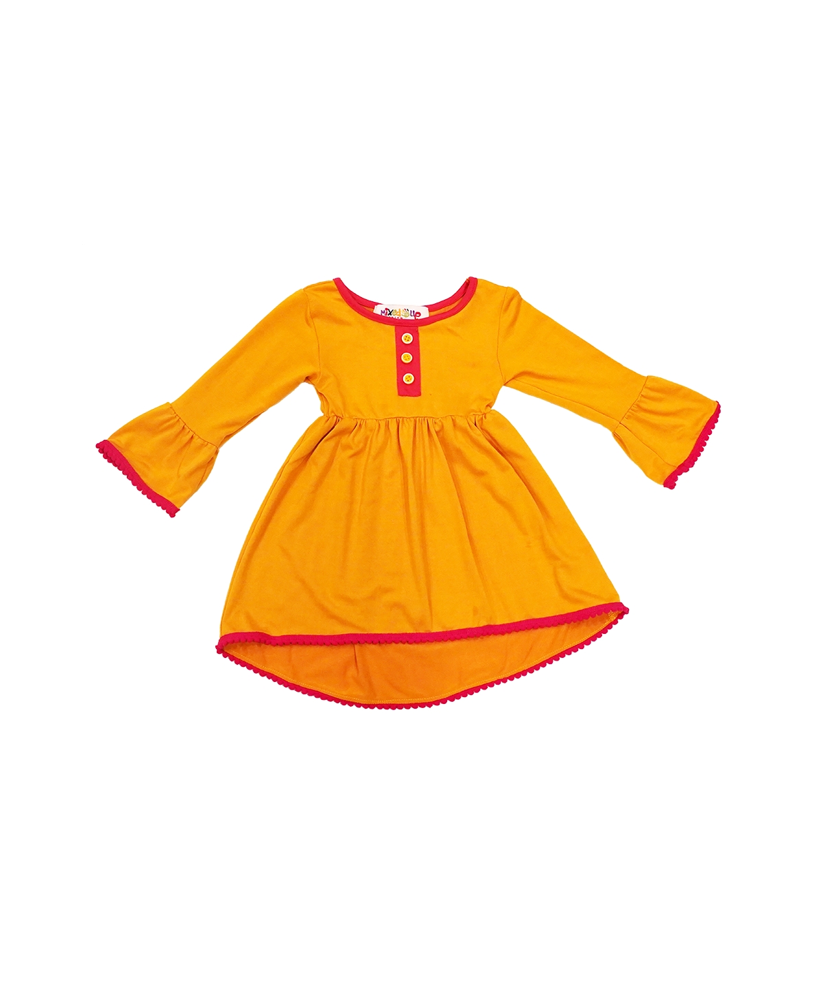 Mixed Up Clothing Baby Girls Pom-pom-trim Hi-low Dress In Yellow