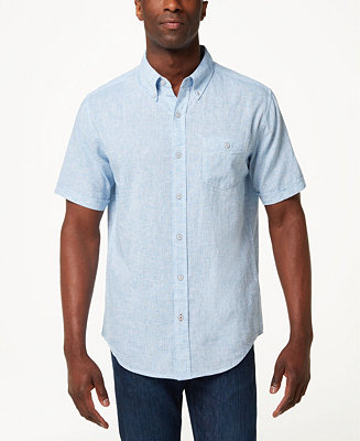 Weatherproof Vintage Men's Linen Blend Short Sleeve Button Down Shirt ...