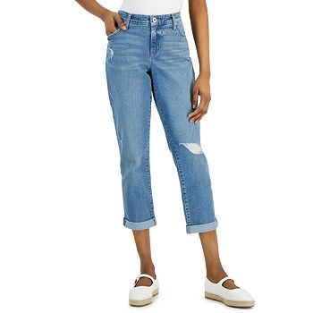 Style & Co Women's Curvy Destructed Girlfriend Jeans