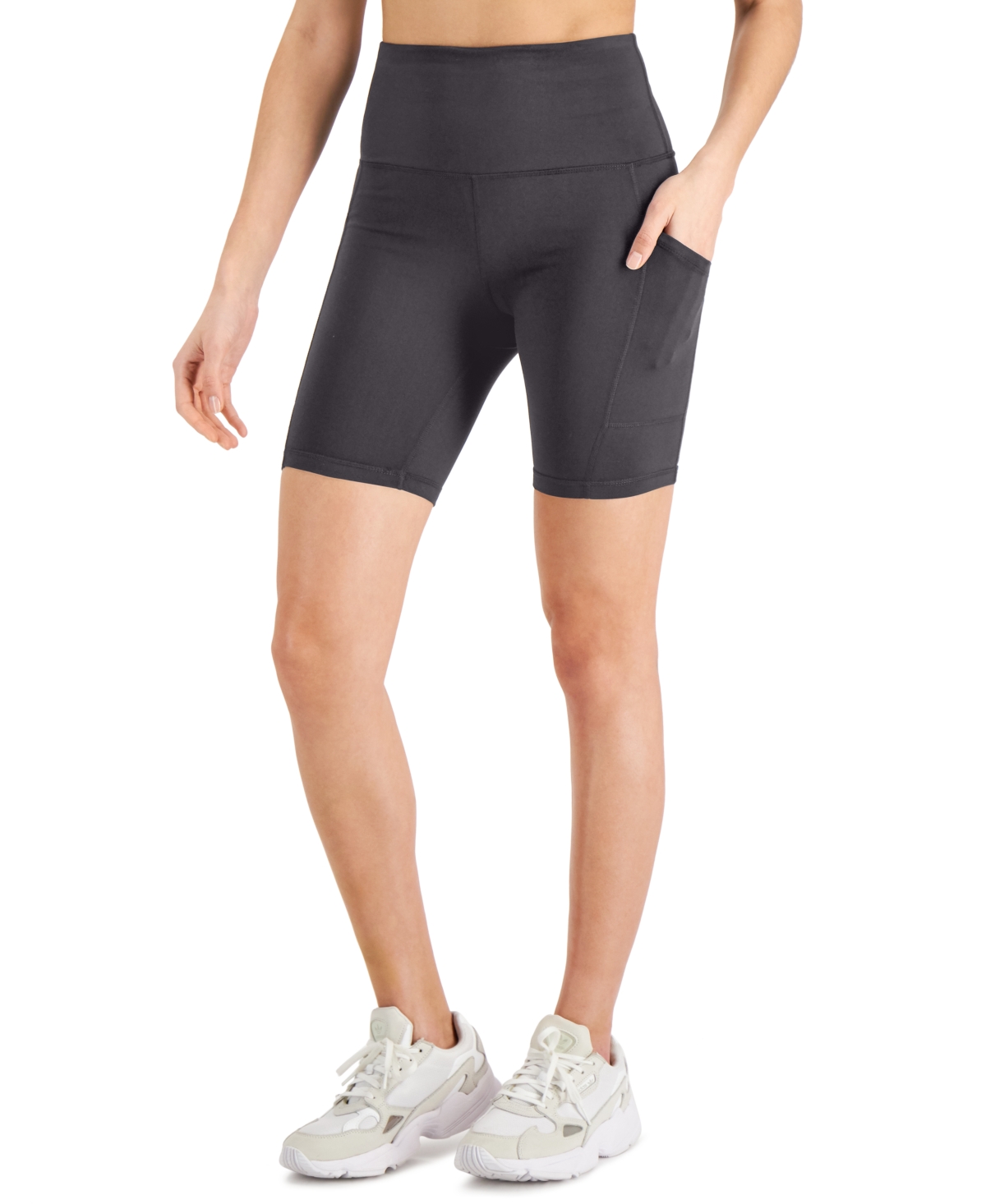 Shop Id Ideology Women's Compression 7" Bike Shorts, Created For Macy's In Deep Charcoal