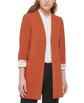 Calvin Klein - Petite Open-Front 3/4-Sleeve Blazer