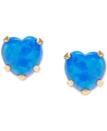 Macy s Blue Opal Heart Stud Earrings 2 ct. t.w. in 14k Gold Macy s