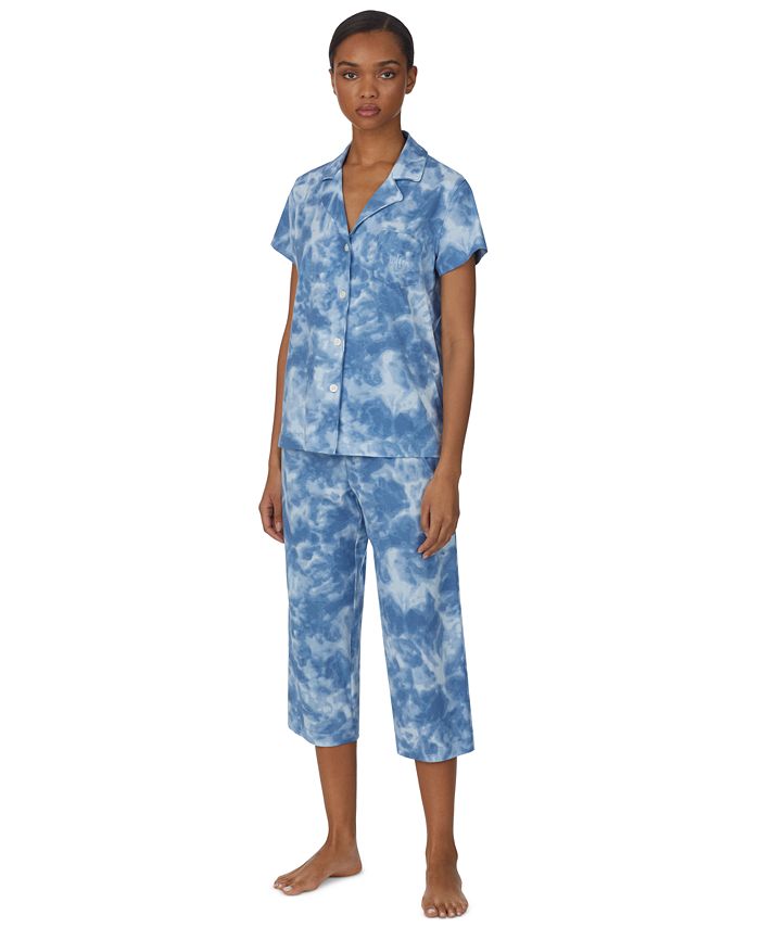 Lauren Ralph Lauren Women's Tie-Dyed Notch-Collar & Capri Pajama Set ...