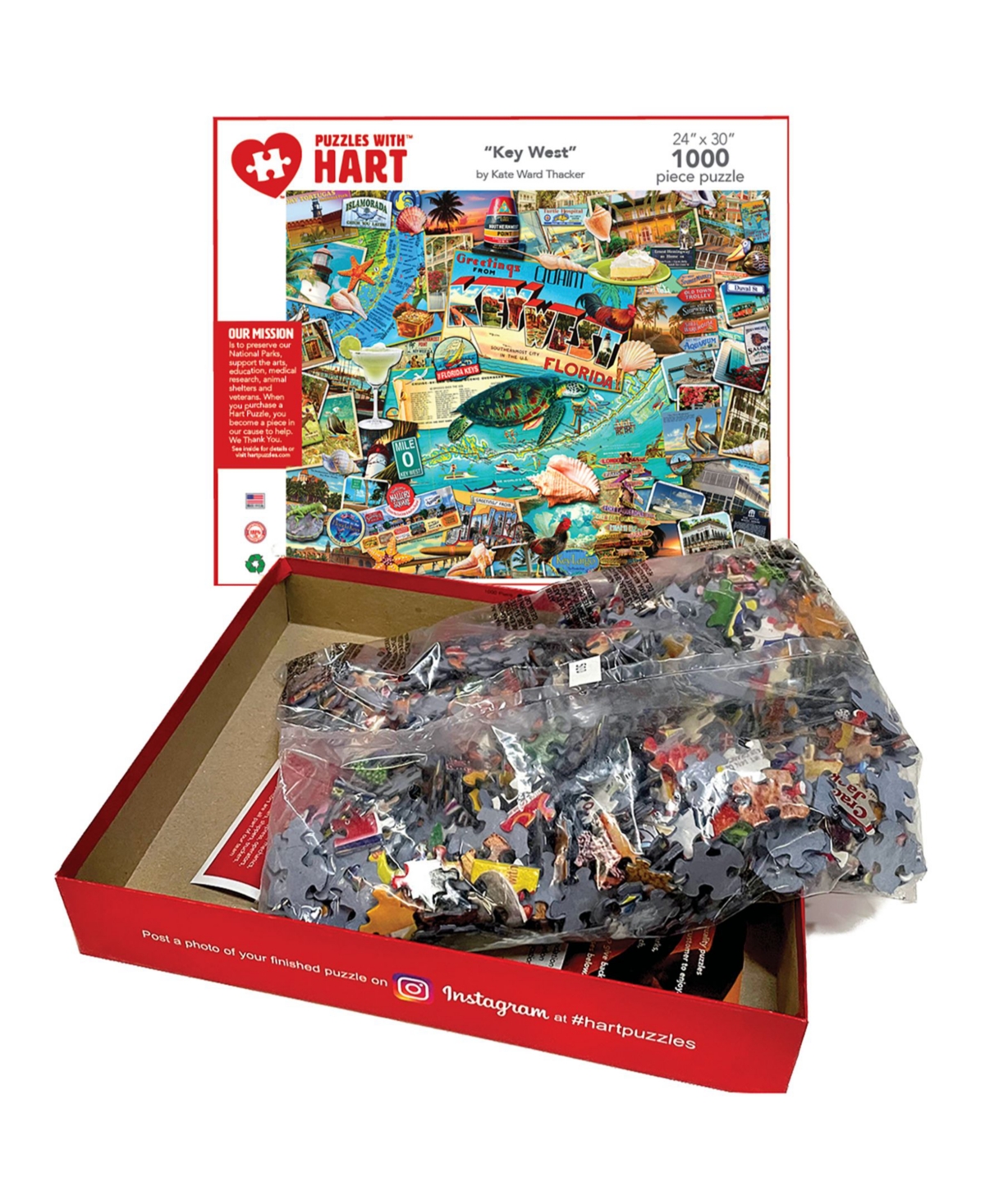 HART PUZZLES KEY WEST 24" X 30" BY KATE WARD THACKER SET, 1000 PIECES 