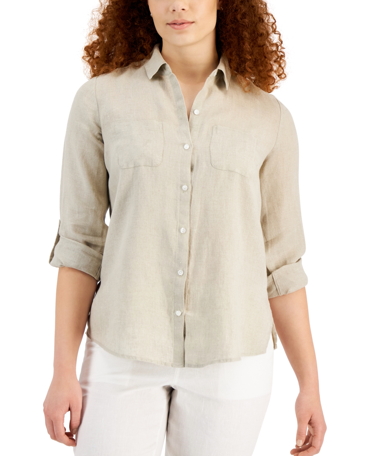 Women's 100% Linen Shirt, Created for Macy's - Flax