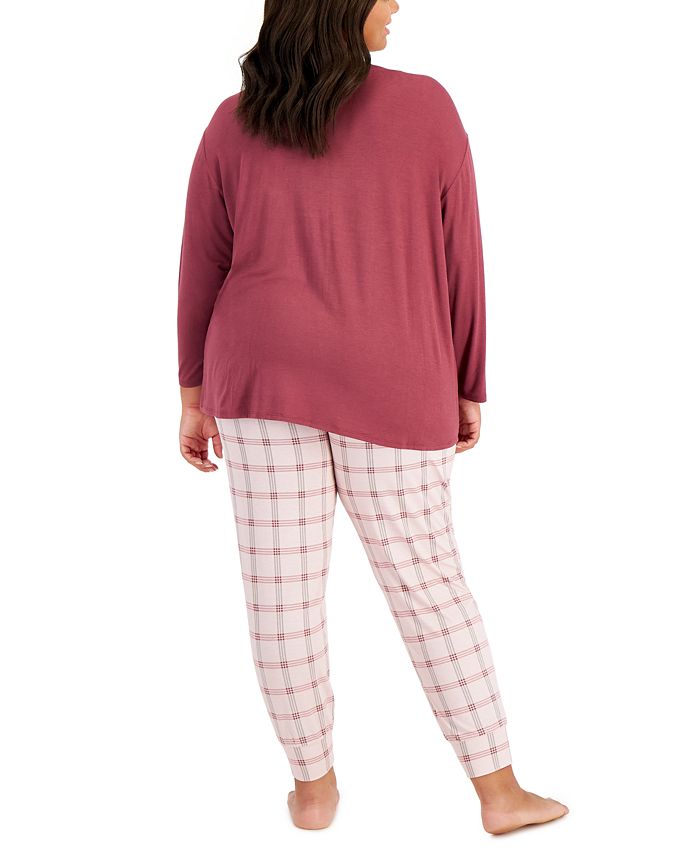 Alfani Plus Size Plaid Sleep Jogger Pants, Created for Macy's Macy's